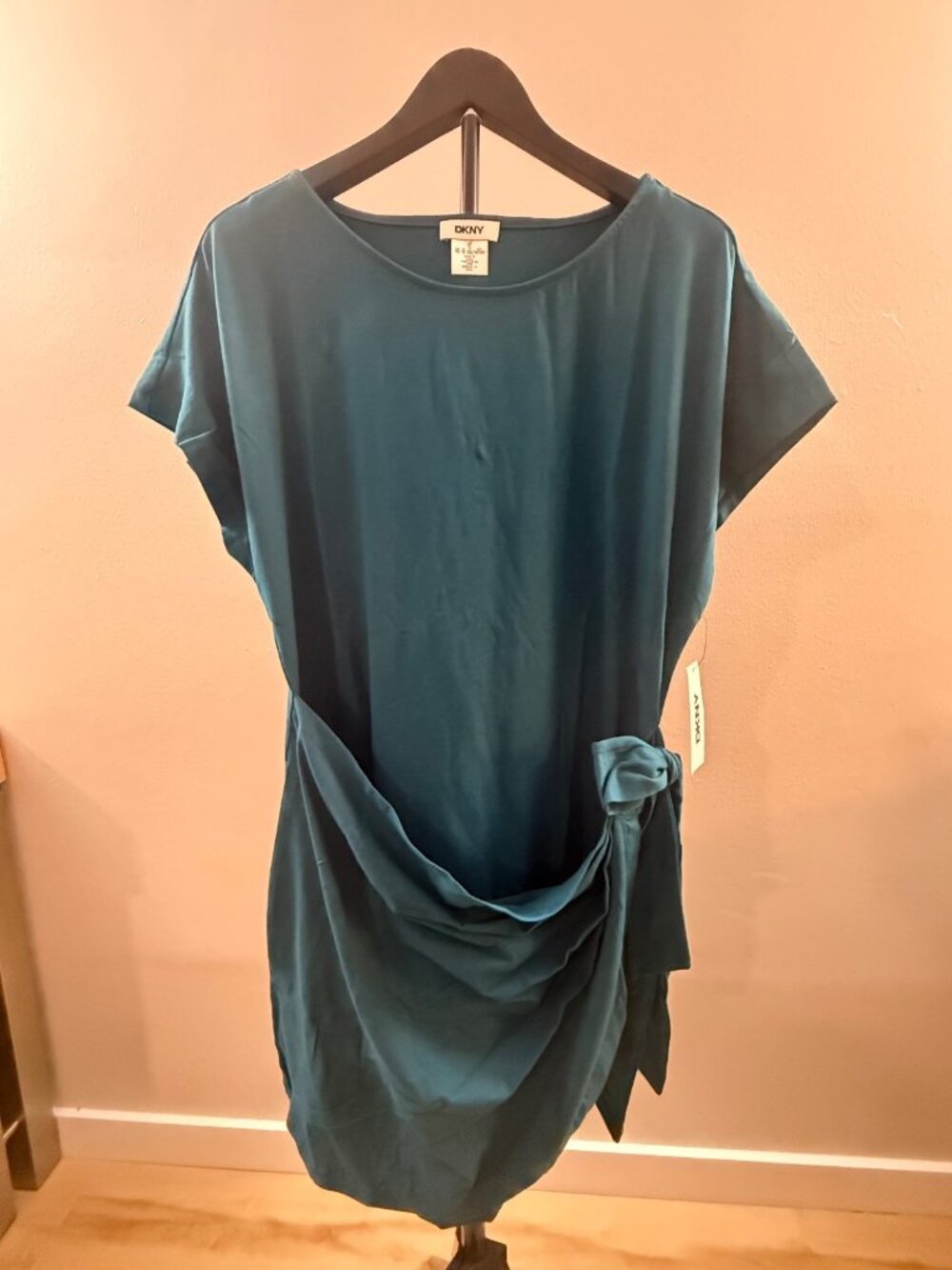 DKNY Boat Neck Short Sleeve Dress โ Teal - 1515
